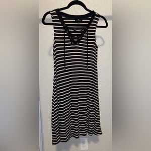 Cream and black striped dress size small